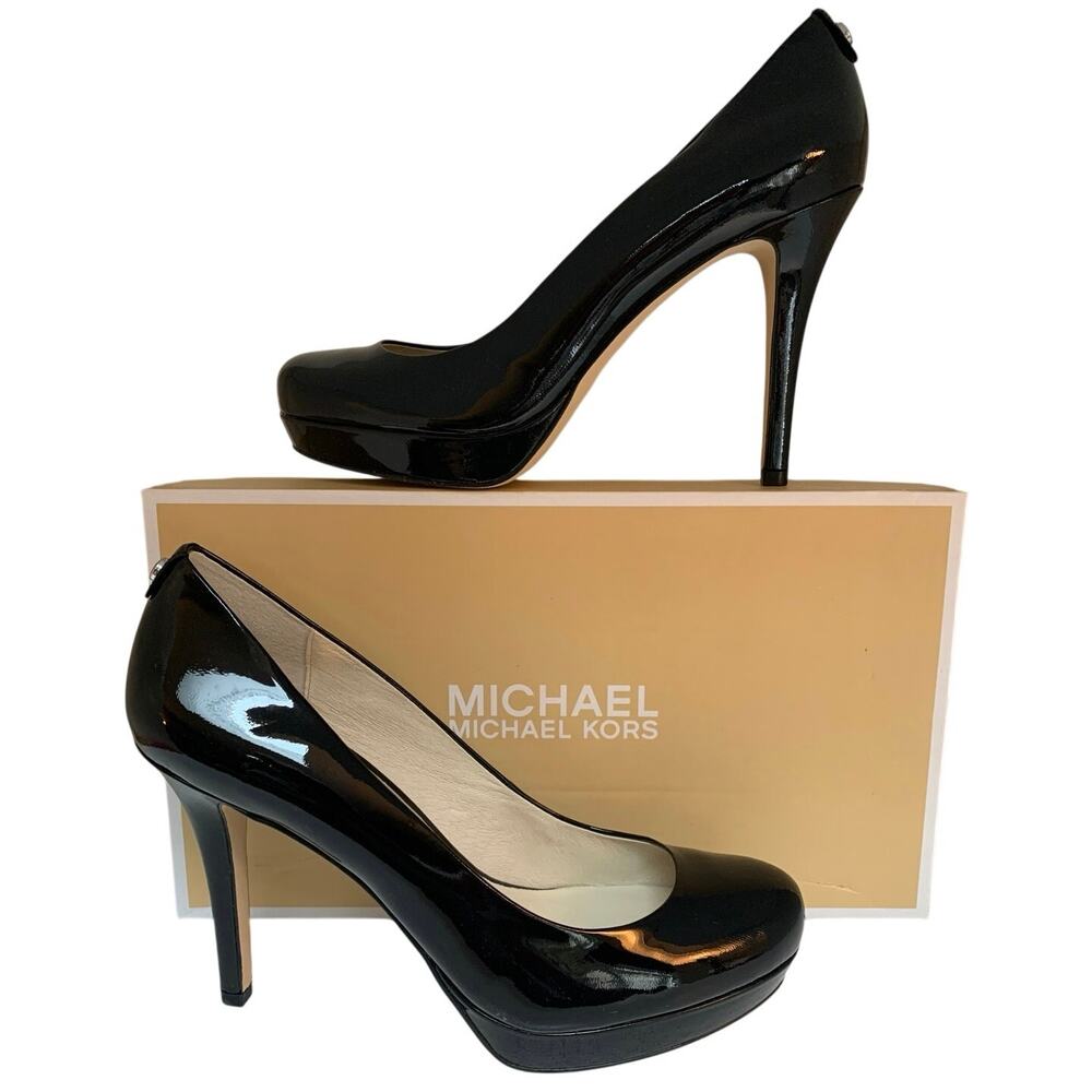 Michael Kors Ionnna Platform Stiletto Pumps Black Patent Leather Size 10M NIB
